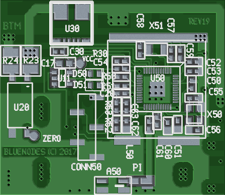 BlueNodes PCB-Layout, Unterseite – 4-Layer-Board mit beidseitiger SMD-Bestückung